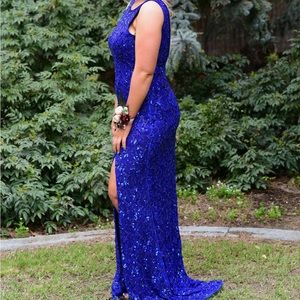 Blue Sequin Lace Dress Size 10